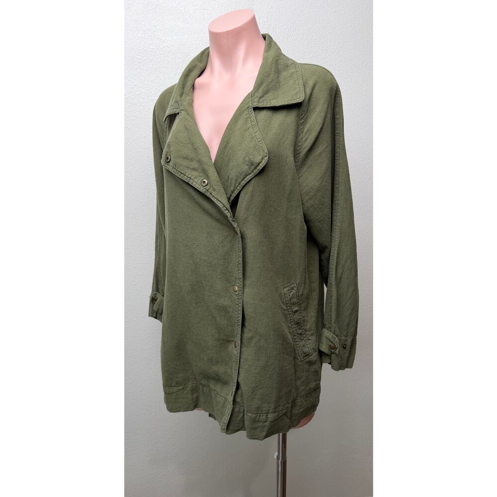 Love Tree Olive Linen Blend Moto Jacket Women's M - Picture 2 of 15